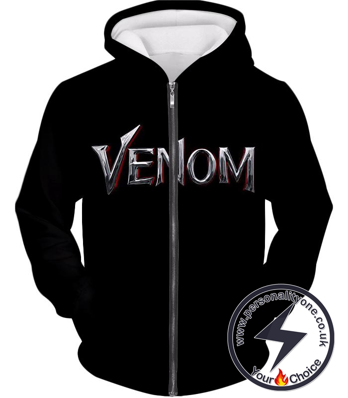 Pure Black Venom Promo Logo Zip Up Hoodie